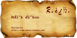 Rák Ákos névjegykártya